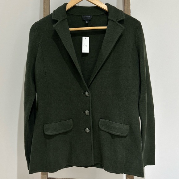 Talbots Jackets & Blazers - Talbots Olive Green Merino Wool Cardigan Sweater Blazer Jacket Size Extra Small